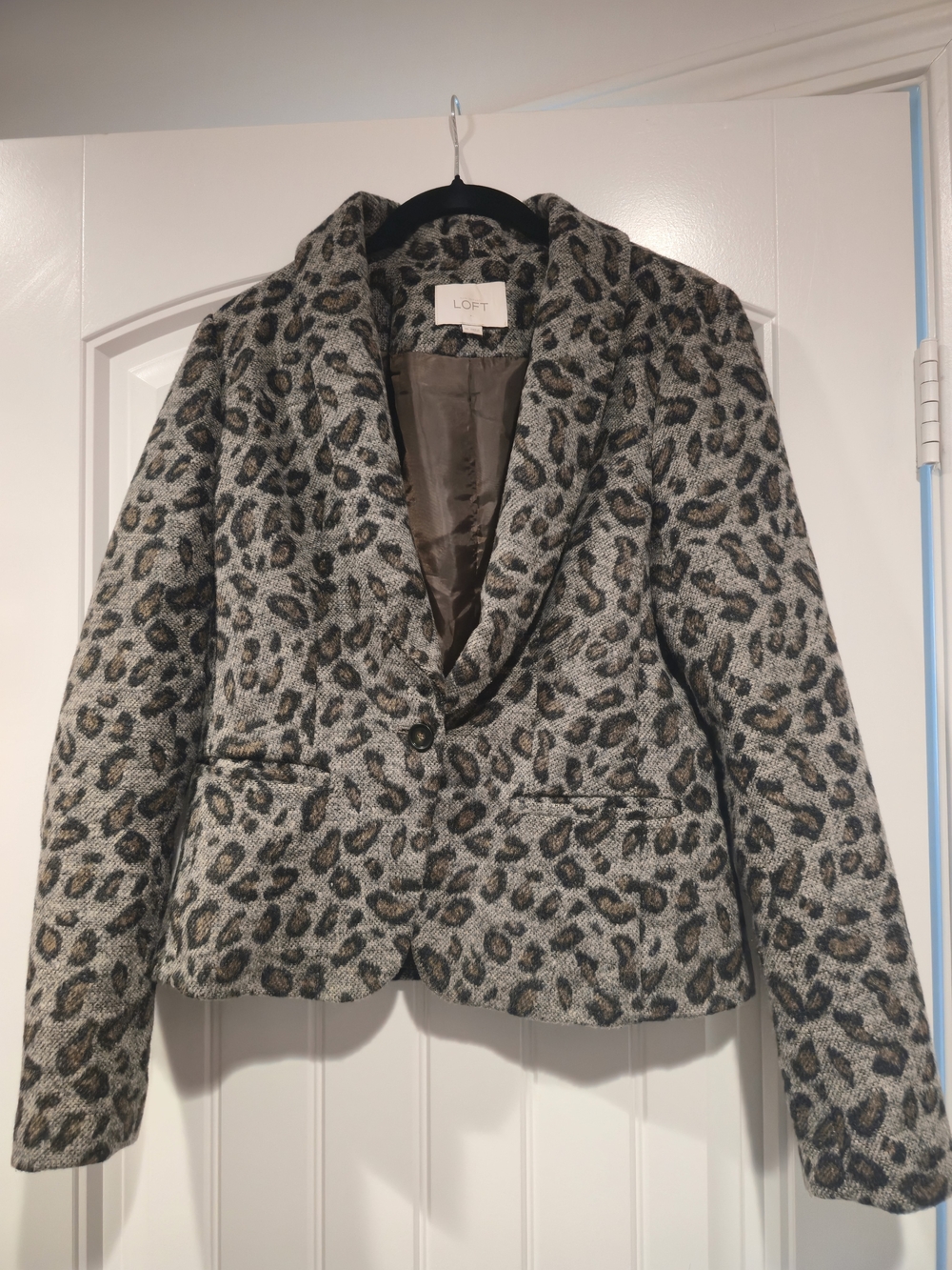 LOFT Leopard Print Blazer in Gray and Brown